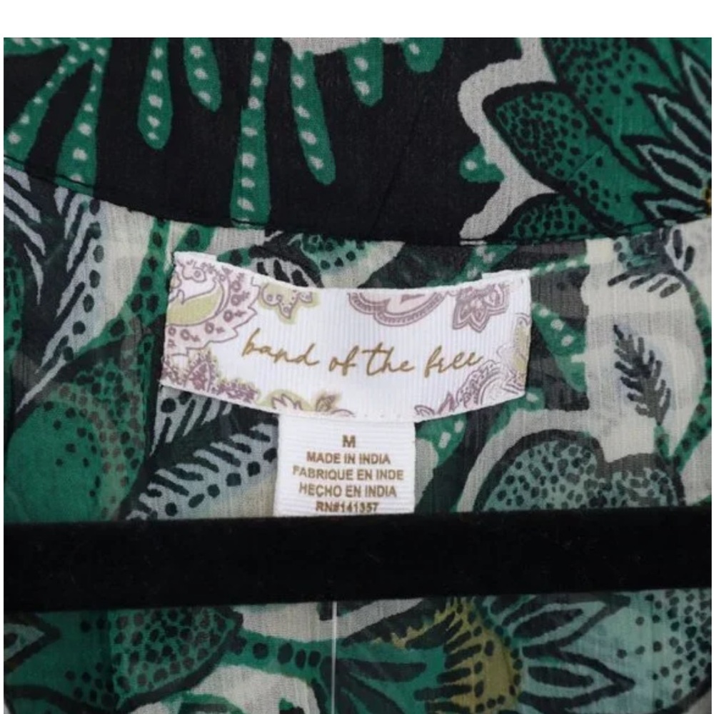 NWT Band of the free Floral Green and Black Sheer long sleeve Bodysuit size M - Picture 3 of 12